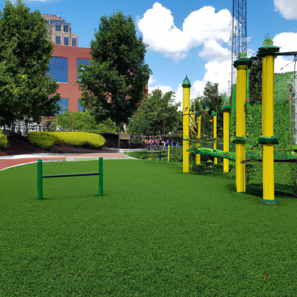 Playground with artificial grass in Cincinnati